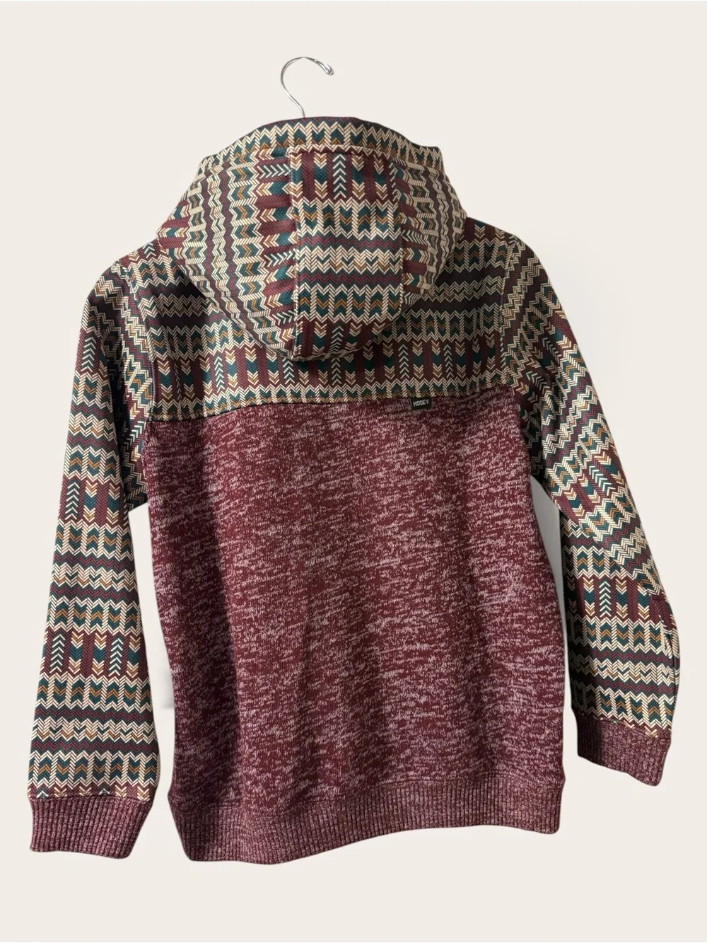 Hooey Youth Large Maroon Jimmy Aztec Knit Pullover Hoodie 0165